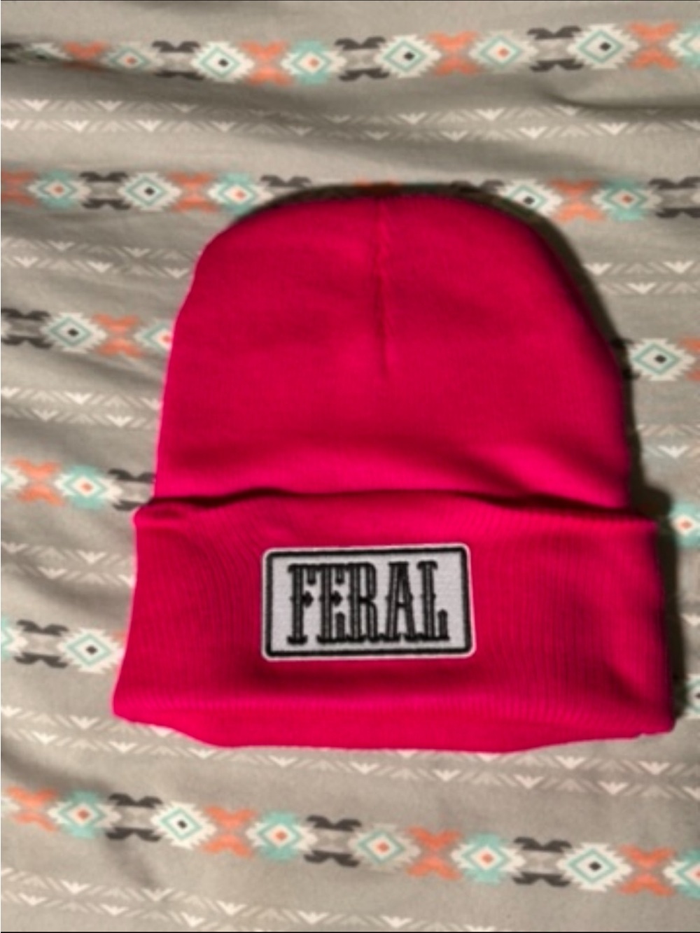 Feral Hot Pink Beanie custom made handmade